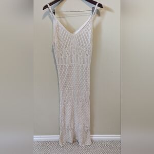 V-Neck Crochet Knit Bodycon  Dress Maxi NWOT